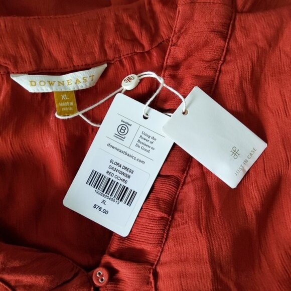 DownEast Elora Long Sleeve Dress In Red Ochre Size XL - Picture 6 of 9